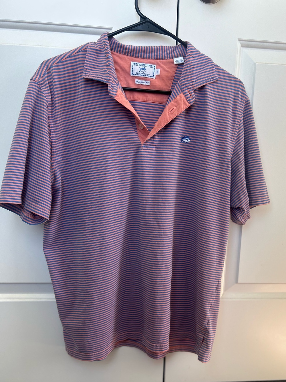 Southern Tide Men's Striped Polo - Pink and Blue